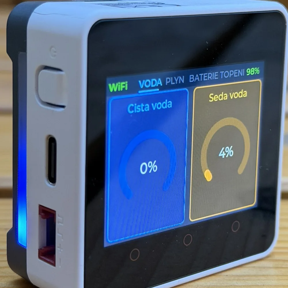 Obrazovka VODA na mini dashboardu